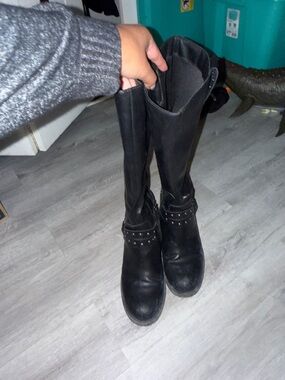FRYE AND CO. Black Over-The-Knee Studded Riding Boots
